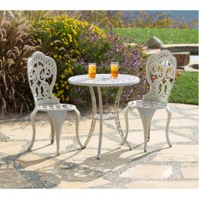 Fiesta Outdoor Aluminum Ecru 3 Piece Bistro Set