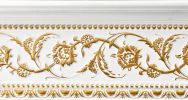 Gold Floral on French White Crown Molding 92 Inch