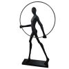 Modern Black Statue with Hoop