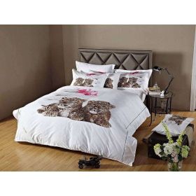 Queen Size Duvet Cover Sheets Set, Baby Leopards