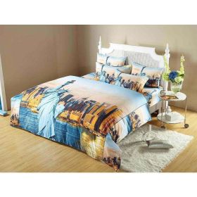 Queen Size Duvet Cover Sheets Set, Statue of Liberty