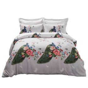 Duvet Cover Set, King Size Pictorial Bedding, Dolce Mela - Peacock DM706K