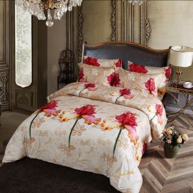 Queen Size Duvet Cover Set, 6 Piece Luxury Floral Bedding, Dolce Mela Orchid  DM722Q