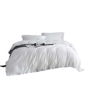 DM807Q | Queen Size 6 piece Duvet Cover Set Ruffled Bedding 100% Cotton