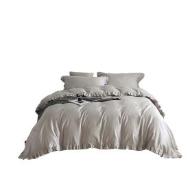 DM809Q | Queen Size 6 piece Duvet Cover Set Ruffled Bedding 100% Cotton