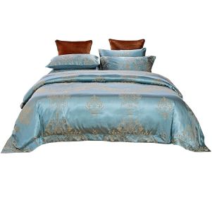 Duvet Cover 6 Piece Set Jacquard Bedding, Queen Size - Lille by Dolce Mela