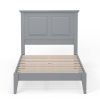 Twin Traditional Solid Oak Wooden Platform Bed Frame with Headboard in Grey