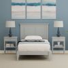 Twin Traditional Solid Oak Wooden Platform Bed Frame with Headboard in Grey