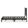 Full Traditional Solid Oak Wooden Platform Bed Frame with Headboard in Black