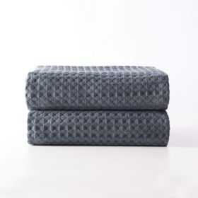 Waffle Bath Towels - Dark Grey Color - Set of 2