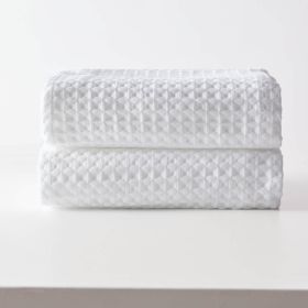 Waffle Bath Towels - White  Color- Set of 2