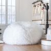 Akira Modern Glam Faux Fur 5 Foot Bean Bag, White