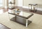 Sophisticated Cocktail Table Collection - Espresso Finish, Mirrored Tops, Stainless Steel Legs - Function and Style