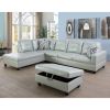 Silver Green Semi PU Synthetic Leather 3-Piece Couch Living Room Sofa Set