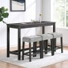 Bar Table Set with Power Outlet, Bar Table and Chairs Set, 4 Piece Dining Table Set, Industrial Breakfast Table Set, for Living Room, Dining Room, Gam