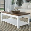 BridgevineHome 48" Fully Assembled White and Brown Coffee Table