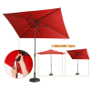 Rectangular Patio Umbrella 6.5 ft. x 10 ft. with Tilt, Crank and 6 Sturdy Ribs for Deck, Lawn, Pool in RED