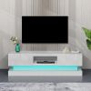 51.18inch WHITE morden TV Stand with LED Lights,high glossy front TV Cabinet,can be assembled in Lounge Room, Living Room or Bedroom,color:WHITE