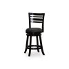 24" Counter Height Slat Back Swivel Stool, Espresso Finish, Charcoal Fabric Seat