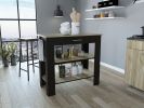 Cala Kitchen Island 40; Two Shelves; One Drawer; Four Legs -Black / Light Oak