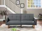 Transitional Look Living Room Sofa Couch Convertible Bed Blue Grey Polyfiber 1pc Tufted Sofa Cushion Wooden Legs