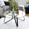 Round Coffee Table for Living Room, 31.5-inch Modern Sofa Side End Table with Tempered Glass Top & Metal Legs, Accent Cocktail Tea Table, 31.5 x 31.5