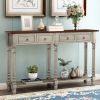 Console Table Sofa Table with Storage Console Tables for Entryway with Drawers and Shelf Rectangular Living Room Table Solid Wood Long (Antique Grey)