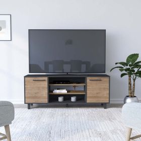 Tv Stand for TV¬¥s up 55" Washington, Four Shelves, Black Wengue / Pine Finish