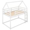 Cozy Twin-Over-Twin Low Bunk House Bed, Includes Ladder, Crisp White Finish