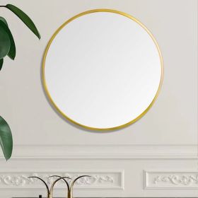 24" Wall Circle Mirror for Bathroom, Gold Round Mirror for Wall, 24inch Hanging Round Mirror for Living Room, Vanity, Bedroom