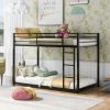 Twin over Twin Metal Bunk Bed, Low Bunk Bed with Ladder, Black(OLD SKU:WF282465AAB)