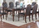 Formal 1pc Dining Table w 2x Leaves Only Brown Finish Antique Design Rubberwood Large Family Dining Room Furniture