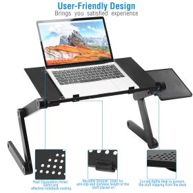 Foldable Laptop Table Bed Notebook Desk with Mouse Board Aluminum Alloy Breakfast Snacking Tray for Home Office Travel Use