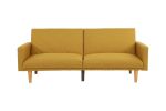 Modern Electric Look 1pc Convertible Sofa Couch Mustard Color Linen Like Fabric Cushion Wooden Legs Living Room