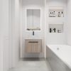 24 " Modern Design Float Bathroom Vanity With Ceramic Basin Set;  Wall Mounted White Oak Vanity With Soft Close Door; KD-Packing;  KD-Packing;  2 Piec