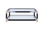 Lafty Coffee Table in White Brushed & Clear Glass