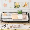 Twin Size Metal Daybed with Adjustable Trundle; Pop Up Trundle; Black