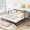 Twin Size Metal Daybed with Adjustable Trundle; Pop Up Trundle; Black