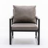 A&A Furniture,Modern Faux Leather Accent Chair with Black Powder Coated Metal Frame, Single Sofa for Living Room Bedroom, Gray