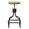 Vintage Metal Frame Swivel Counter Bar Stool with Round Seat, Brown and Black