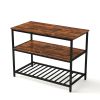 Kitchen Island with 3 Shelves, 47.2 Inches Kitchen Shelf with Large Worktop, Stable Steel Structure, Industrial, Easy to Assemble, Rustic Brown and Bl