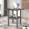 TOPMAX Farmhouse Round Counter Height Kitchen Dining Table with Drop Leaf and One Shelf for Small Places, Gray