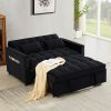 Modern Velvet Loveseat Futon Sofa Couch w/Pullout Bed,Small Love Seat Lounge Sofa w/Reclining Backrest,Toss Pillows, Pockets,Furniture for Living Room