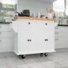 Kitchen Island Cart with Two Storage Cabinets and Two Locking Wheels, 43.31 Inch Width, 4 Door Cabinet and Two Drawers, Spice Rack, Towel Rack (White)