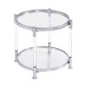 W82153571 Contemporary Acrylic End Table, Side Table with Tempered Glass Top, Chrome/Silver End Table for Living Room&Bedroom