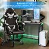 YSSOA Racing Video Backrest and Seat Height Recliner Gaming Office High Back Computer Ergonomic Adjustable Swivel Chair, Without footrest, Black/White