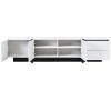 ON-TREND White & Black Contemporary Rectangle Design TV Stand, Unique Style TV Console Table for TVs Up to 8'', Modern TV Cabinet with High Gloss UV S