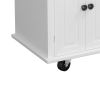 Kitchen Island Cart with Two Storage Cabinets and Two Locking Wheels, 43.31 Inch Width, 4 Door Cabinet and Two Drawers, Spice Rack, Towel Rack (White)