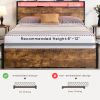 Queen Size Bed Frame with Storage Headboard and 2 Drawers, LED Lights Bed with Charging Station, Metal Platform Bed No Noise, Mattress Foundation Stro