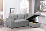 Convertible corner sofa with armrest storage, living room and apartment sectional sofa, right chaise longue and grey